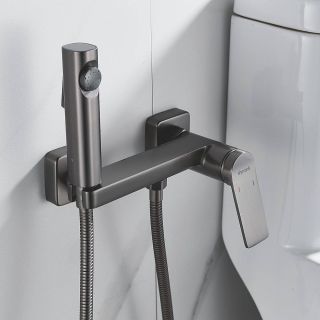 Гигиенический душ со смесителем Shevanik S4105T-1 оружейная сталь